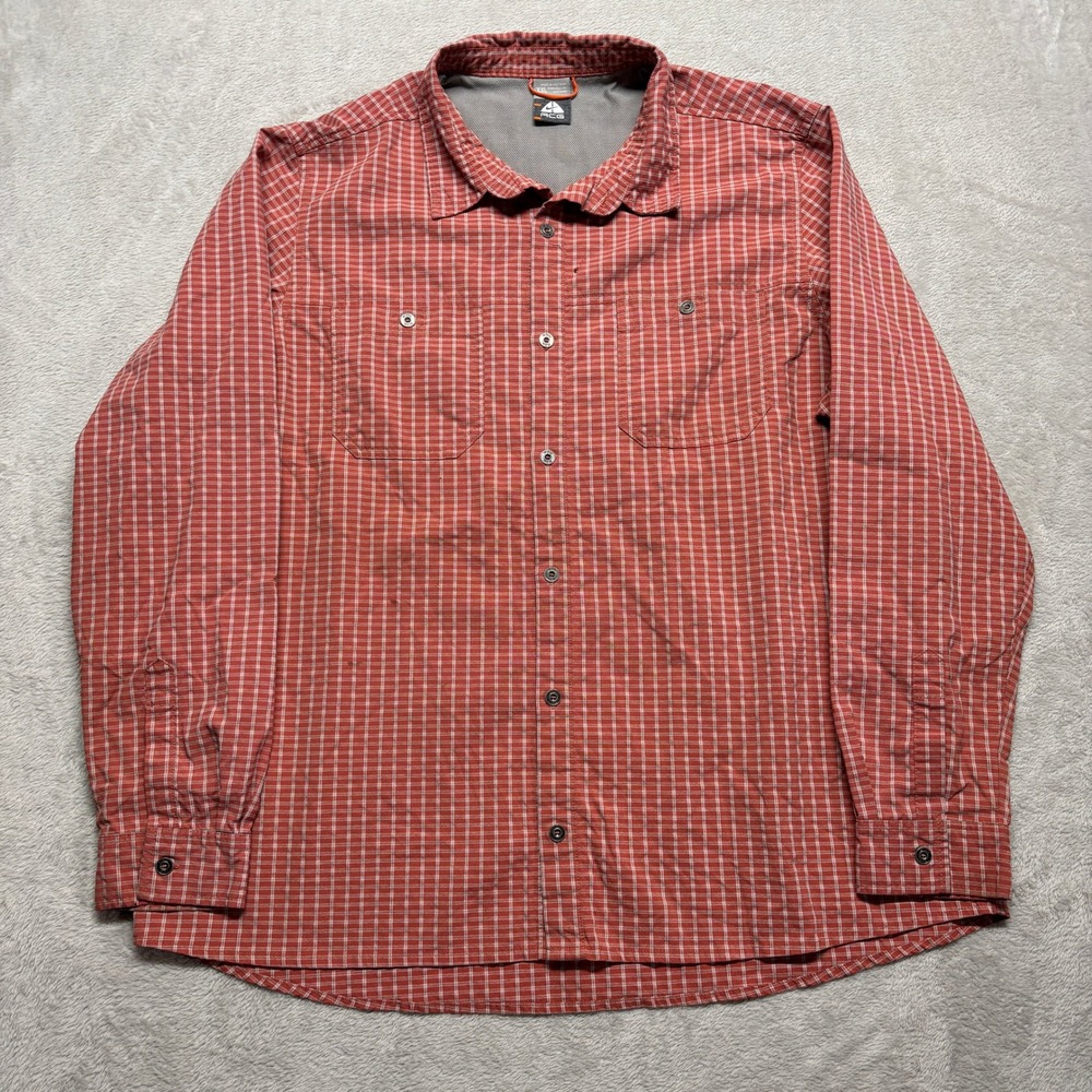 Nike ACG Mens XXL Red Plaid Long Sleeve Hiking Button Up Shirt RN104141 *READ*